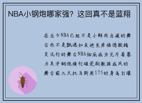 NBA小钢炮哪家强？这回真不是蓝翔